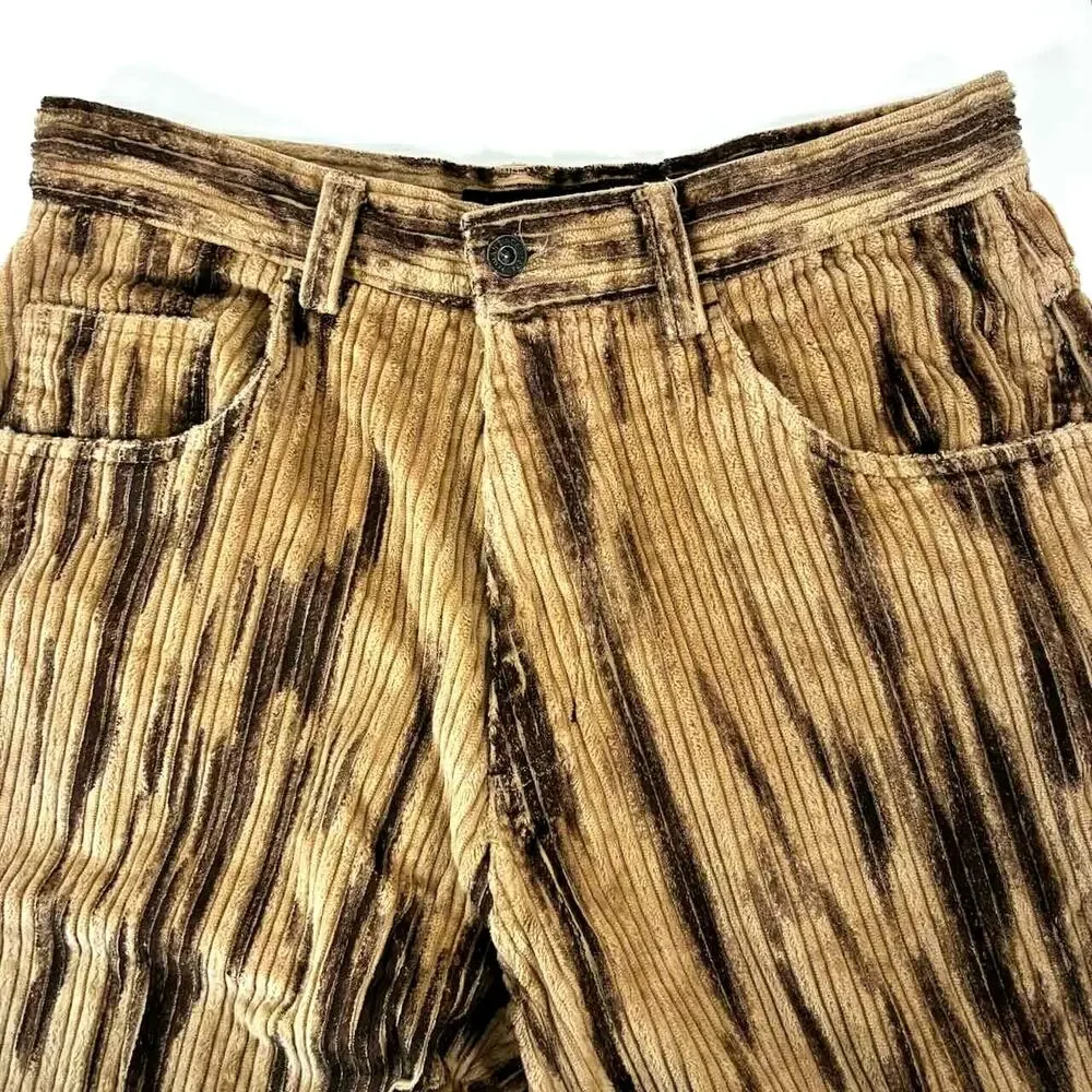 Vintage Y2K Koman Tan & Brown Baggy Wide Leg Corduroy 